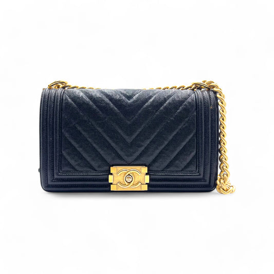 Chanel Black Chevron Boy Bag