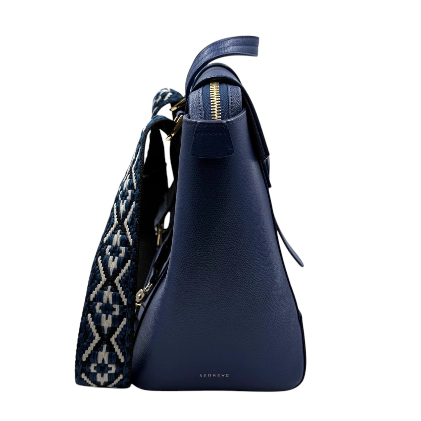 Senreve Maestra Blue Pebbled Leather Bag