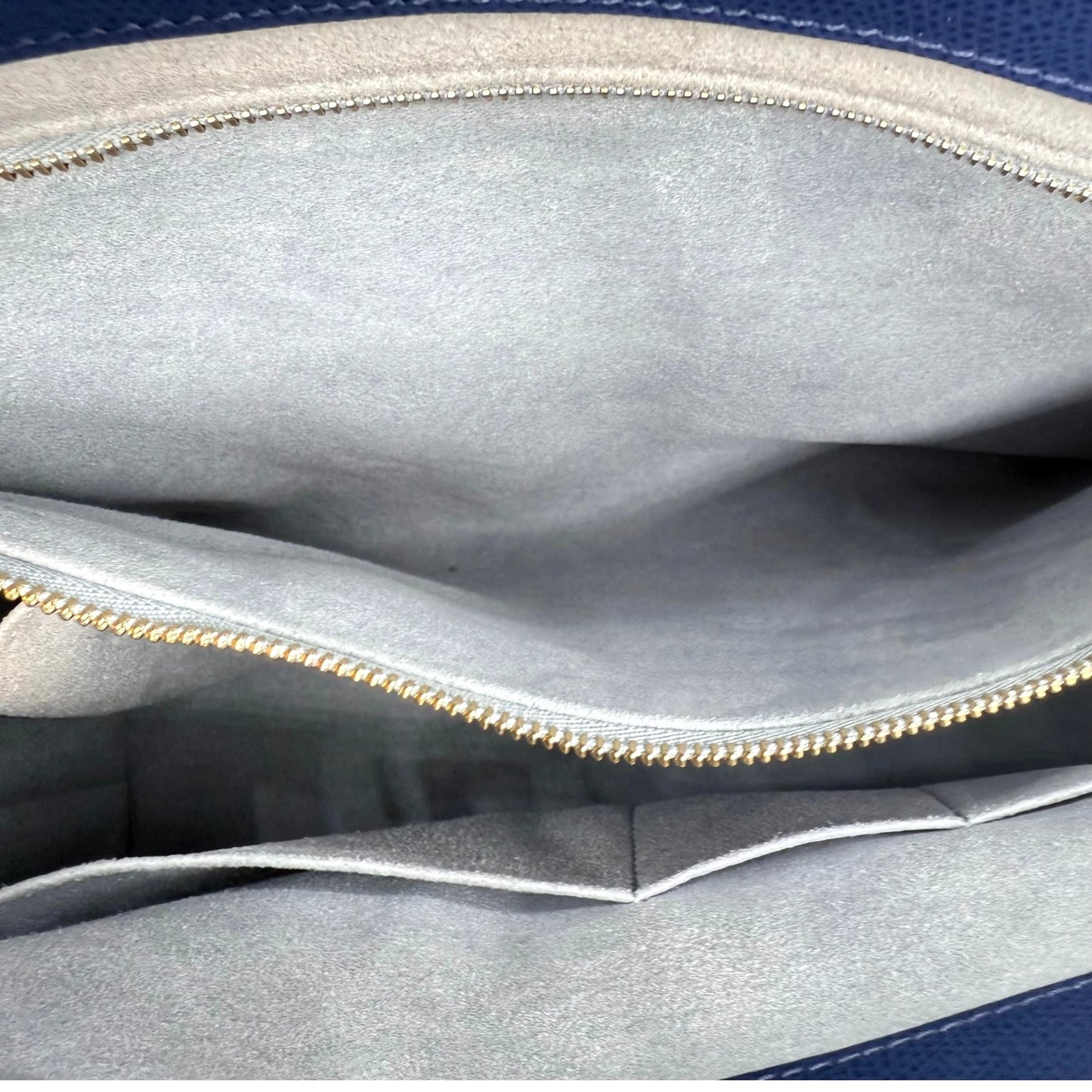 Senreve Maestra Blue Pebbled Leather Bag