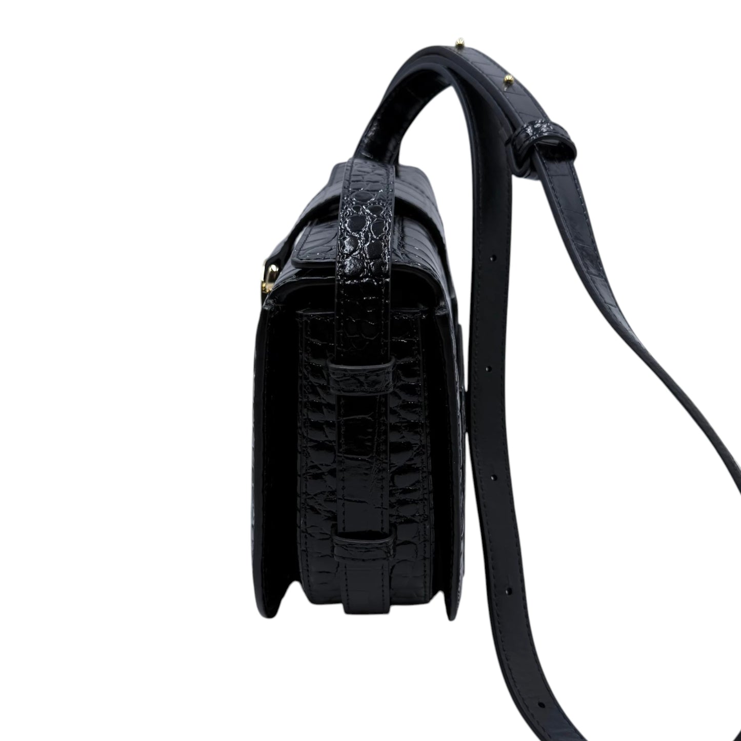 Senreve Cadence Black Embossed Crocodile Bag