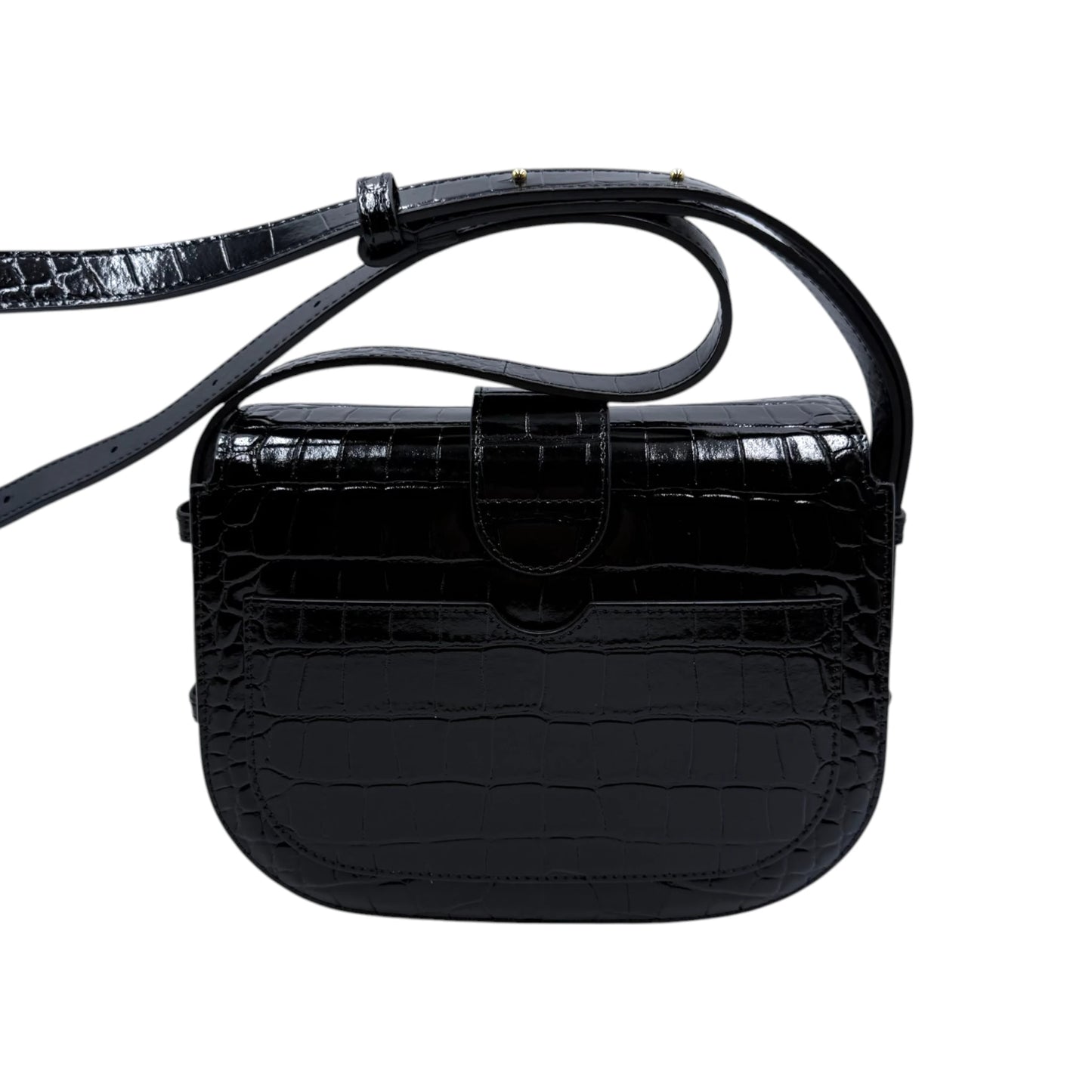 Senreve Cadence Black Embossed Crocodile Bag
