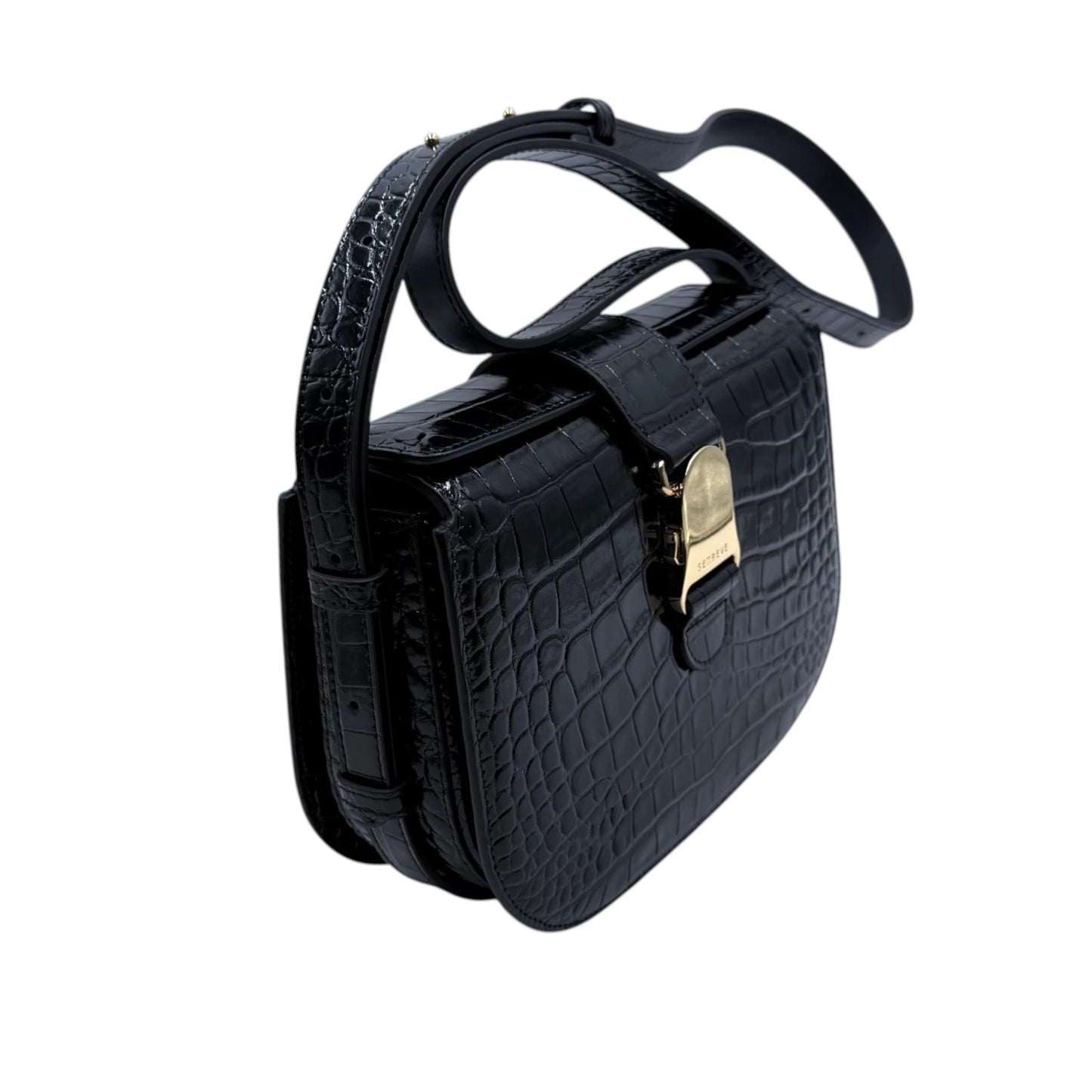 Senreve Cadence Black Embossed Crocodile Bag