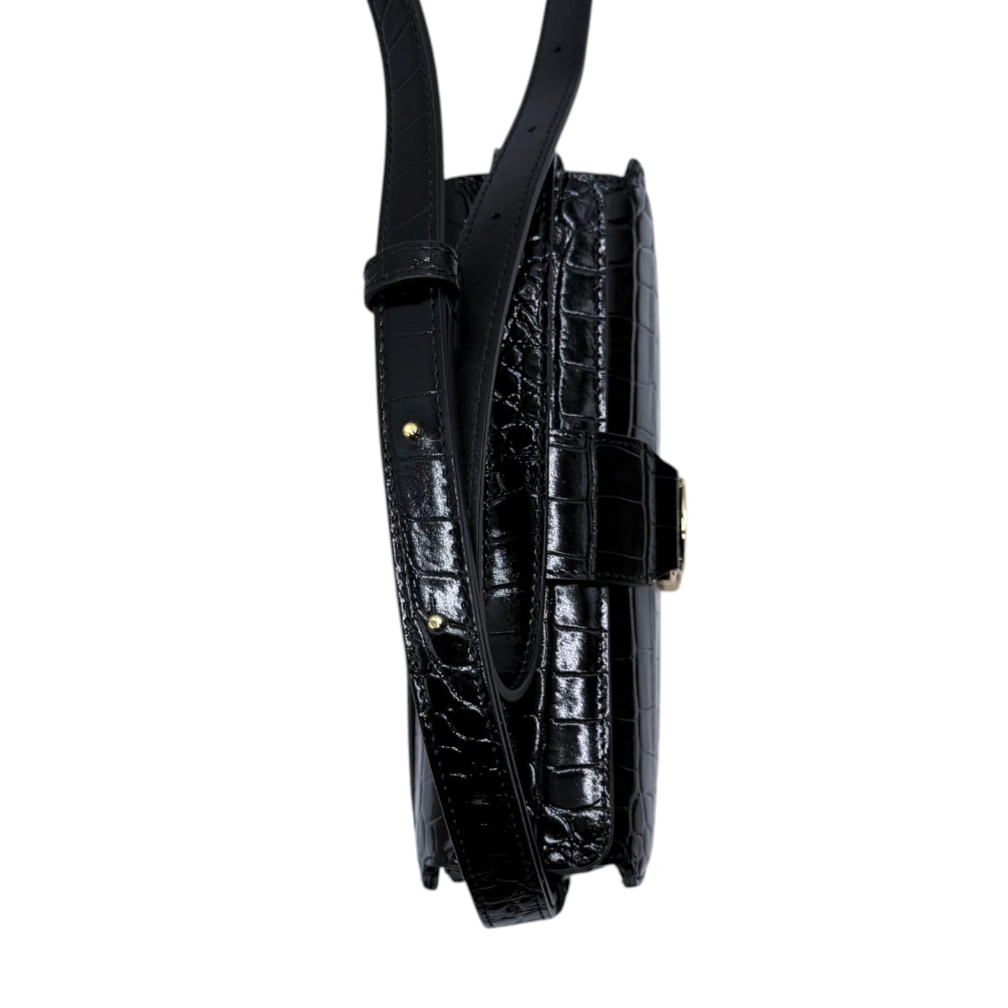 Senreve Cadence Black Embossed Crocodile Bag