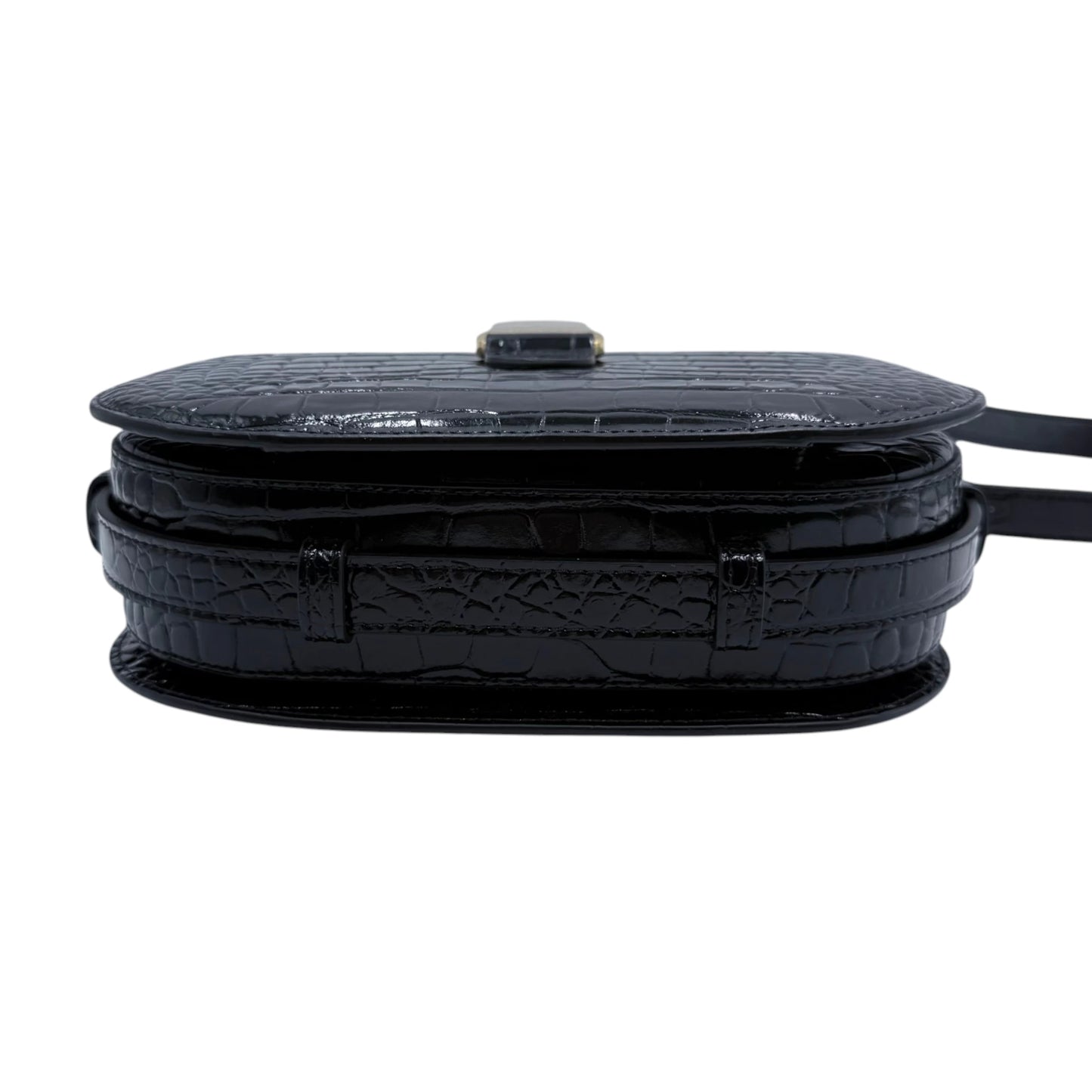Senreve Cadence Black Embossed Crocodile Bag