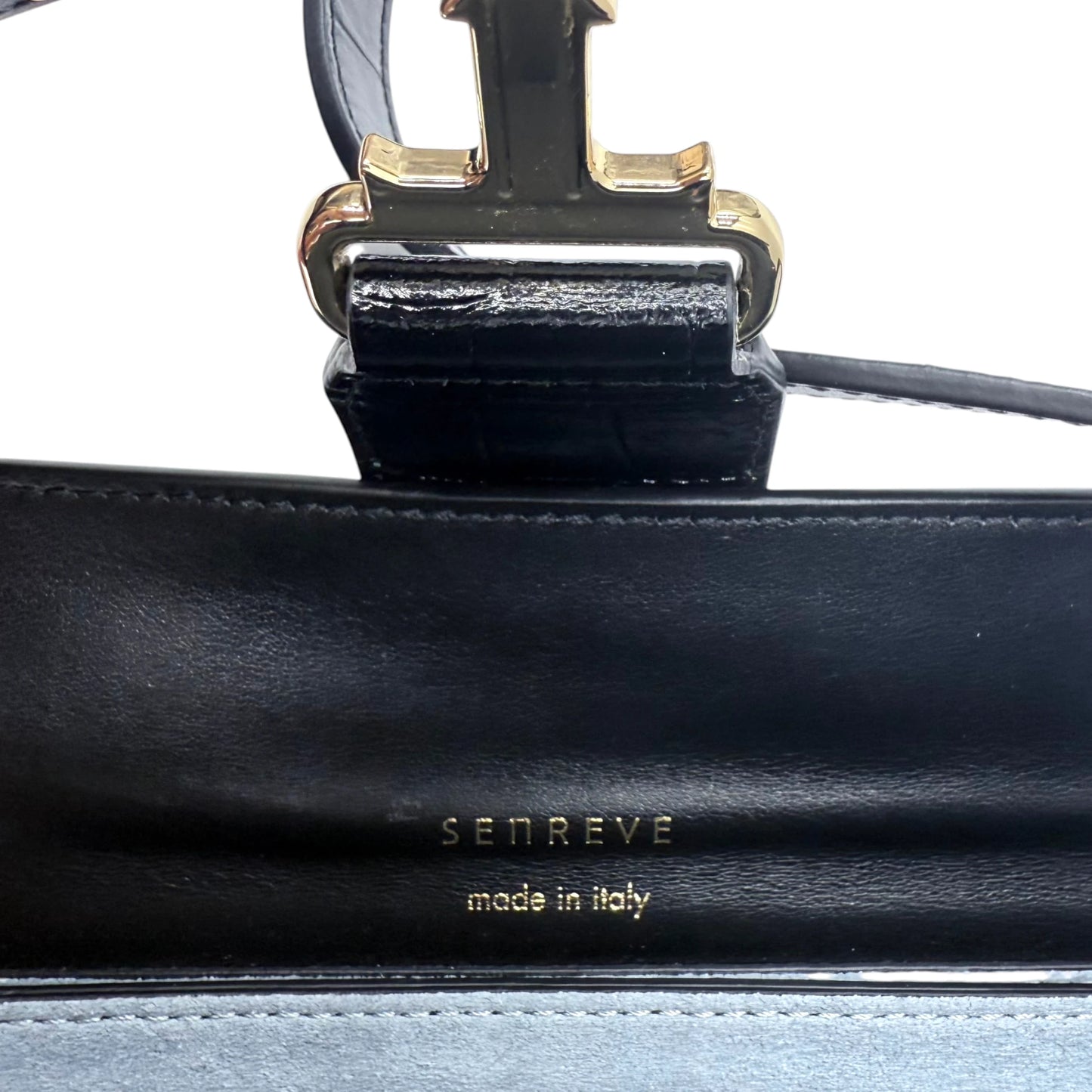 Senreve Cadence Black Embossed Crocodile Bag