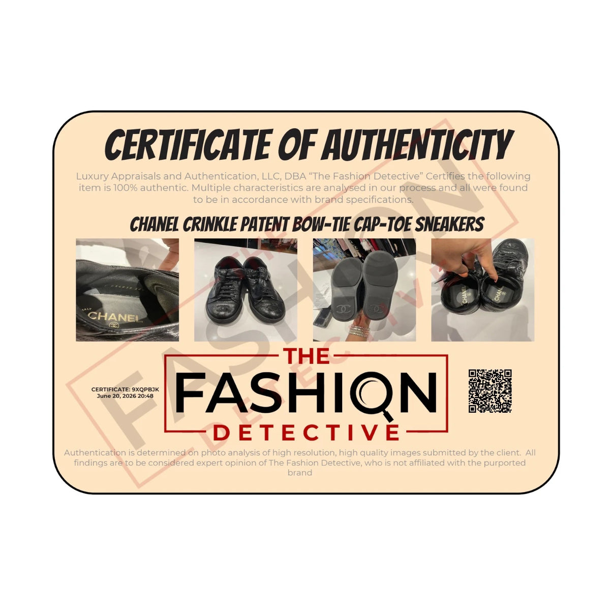 Authentication certificate