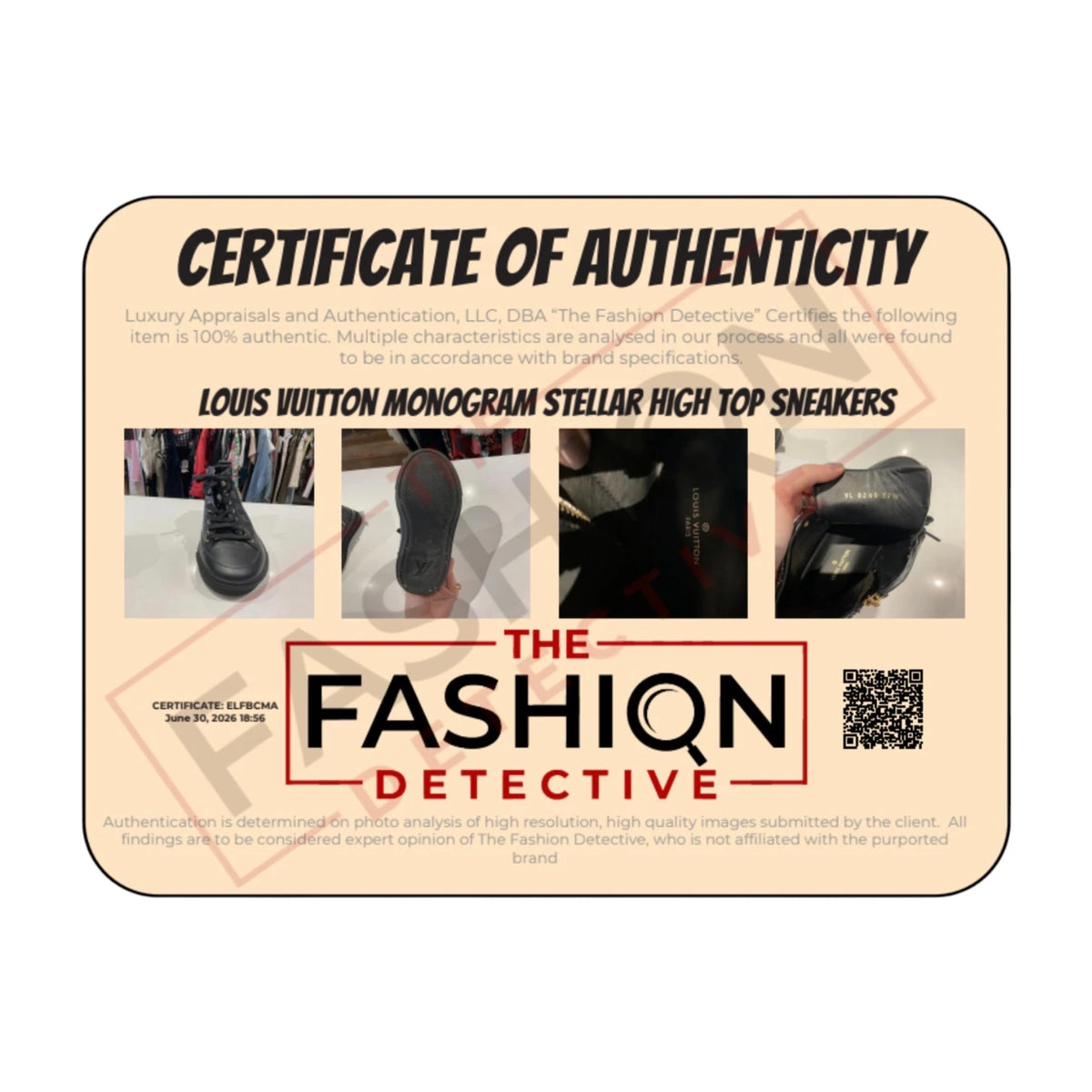 Authentication certificate