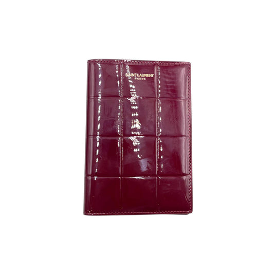 Saint Laurent Burgundy Quilted Patent Passport Holder