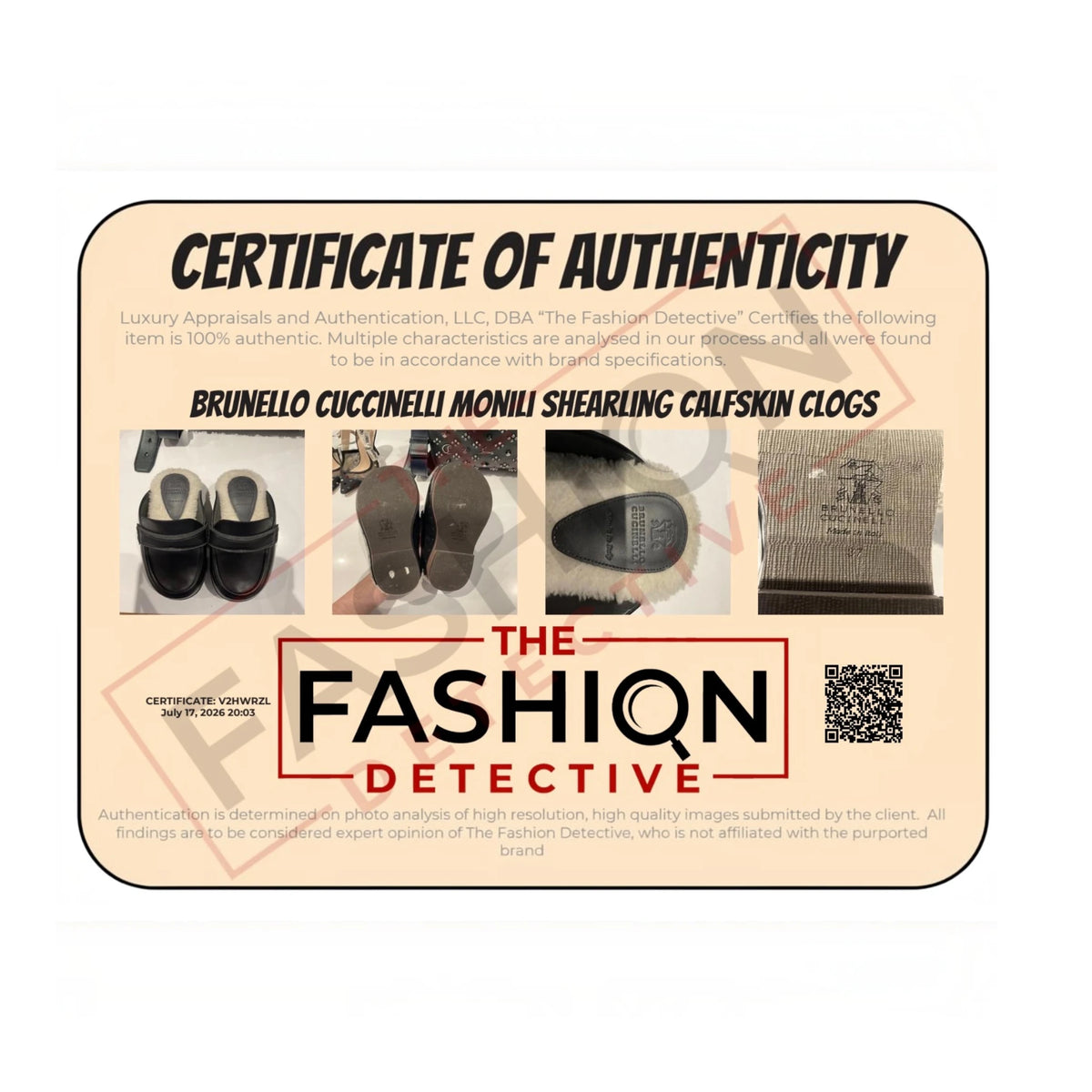 Authentication certificate