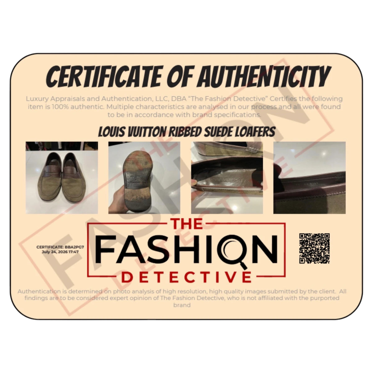 Authentication certificate