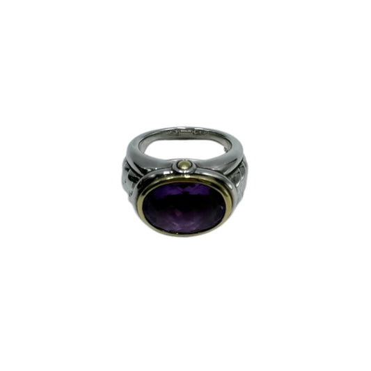 Scott Kay Amethyst Silver Gold Accent Ring