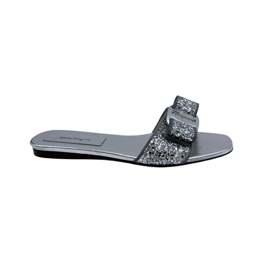 Salvatore Ferragamo Vara Bow Glitter Slide Sandals
