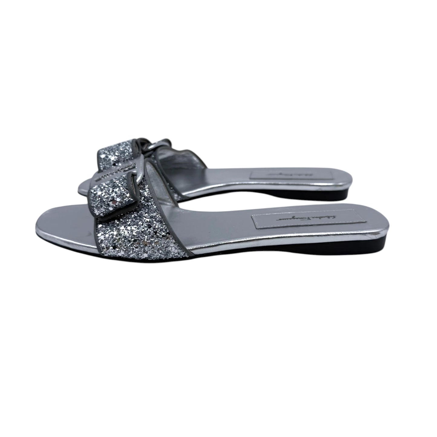 Salvatore Ferragamo Vara Bow Glitter Slide Sandals