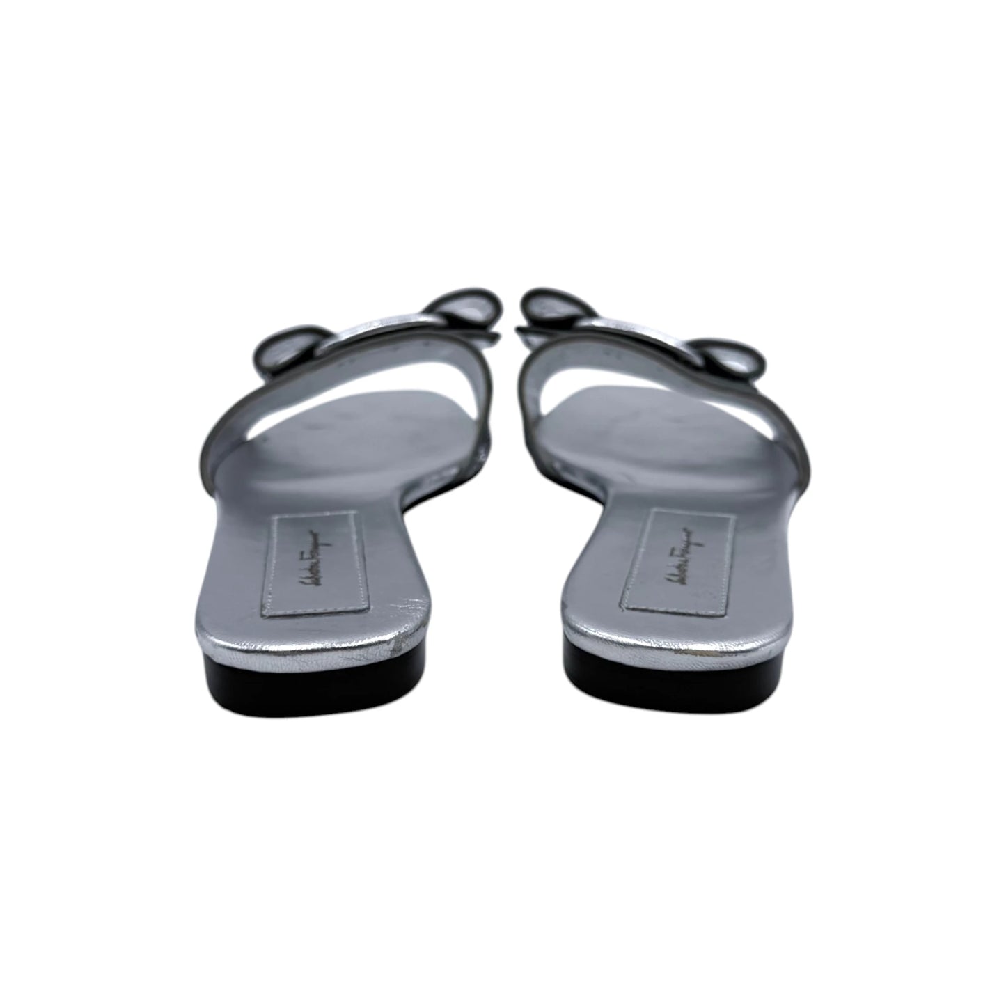 Salvatore Ferragamo Vara Bow Glitter Slide Sandals