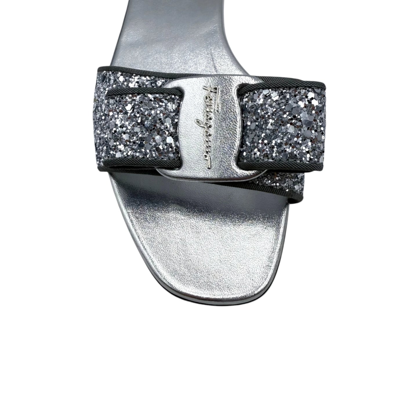 Salvatore Ferragamo Vara Bow Glitter Slide Sandals