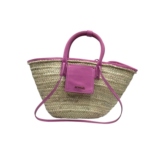 Jacquemus Pink Trim Raffia Le Panier Soli Tote