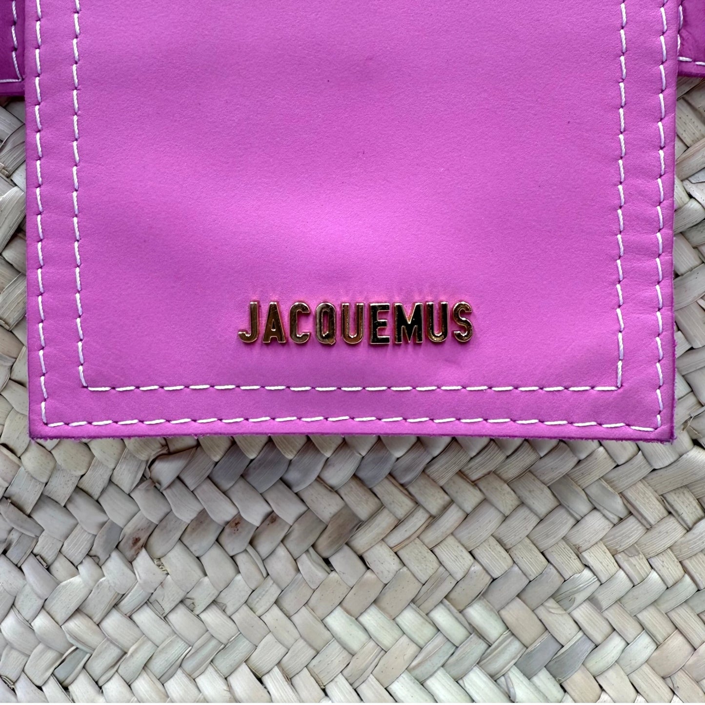 Jacquemus Pink Trim Raffia Le Panier Soli Tote