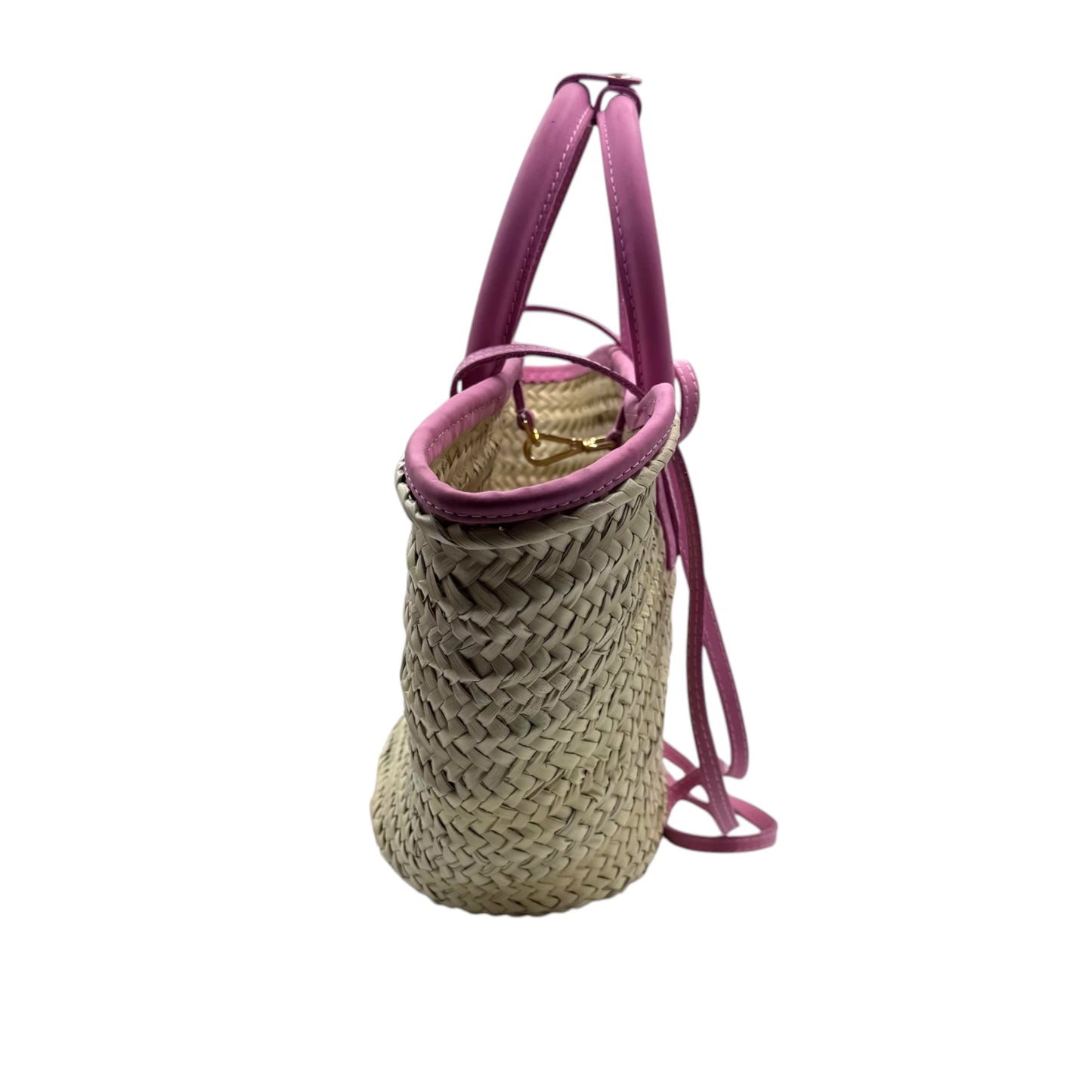 Jacquemus Pink Trim Raffia Le Panier Soli Tote