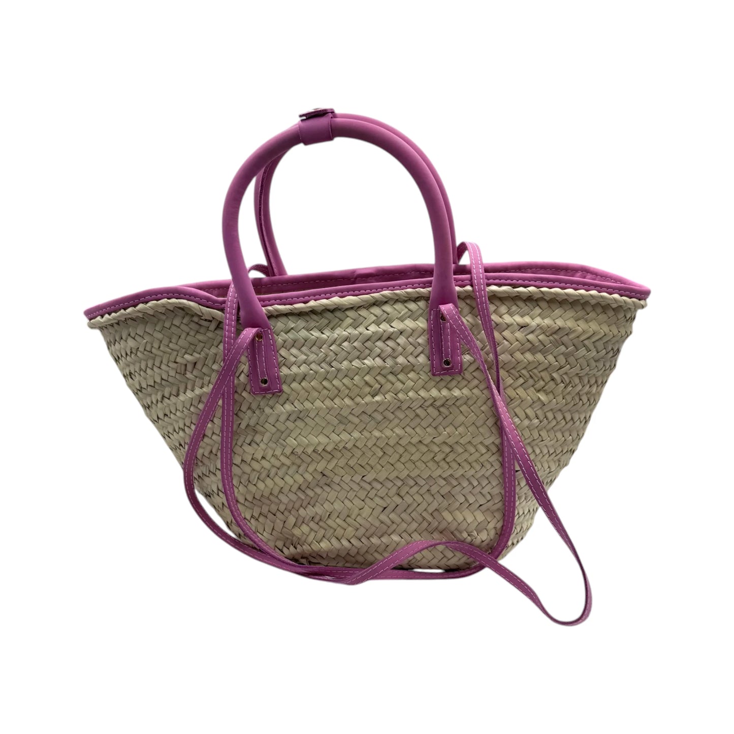 Jacquemus Pink Trim Raffia Le Panier Soli Tote