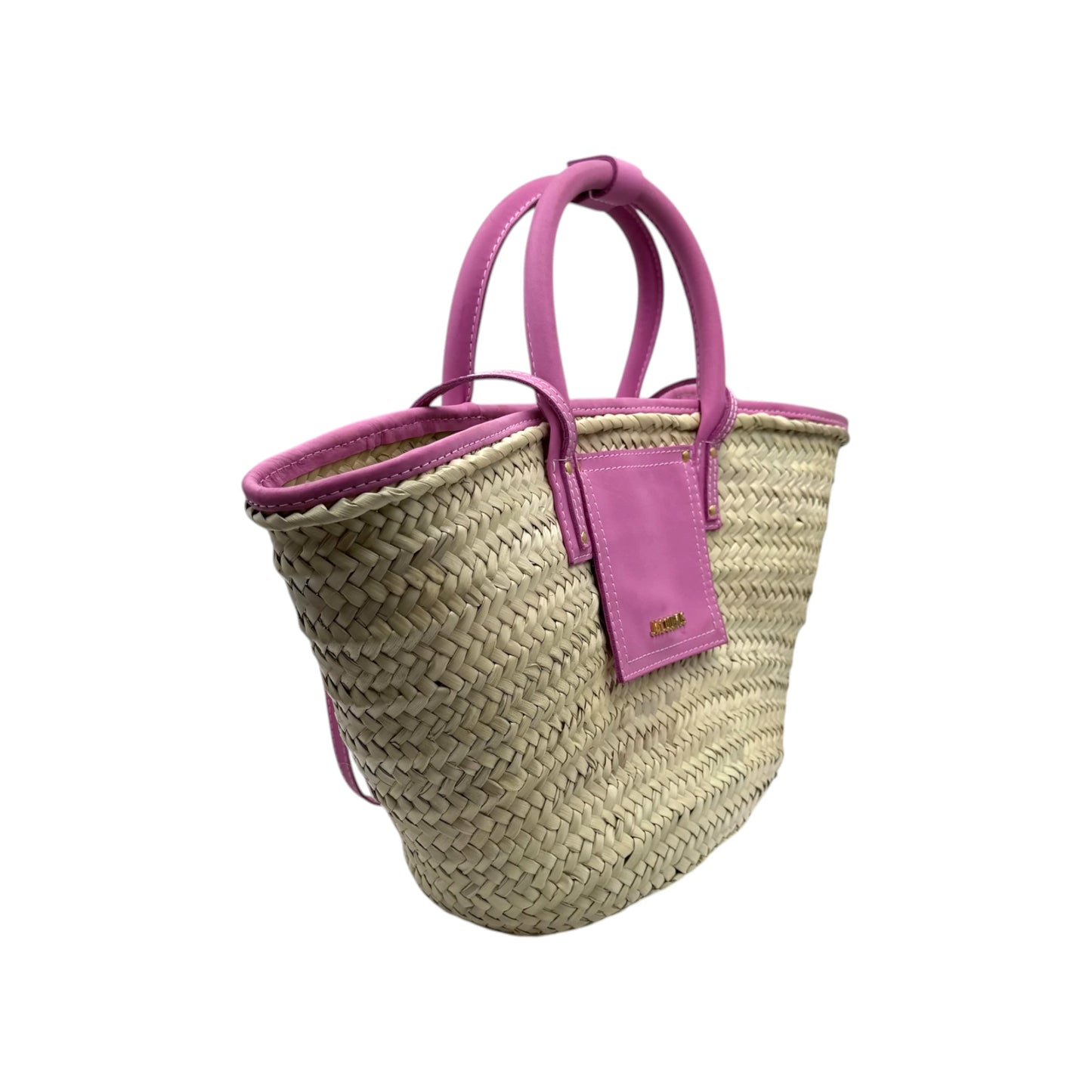Jacquemus Pink Trim Raffia Le Panier Soli Tote