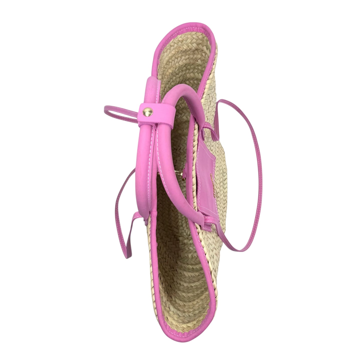 Jacquemus Pink Trim Raffia Le Panier Soli Tote