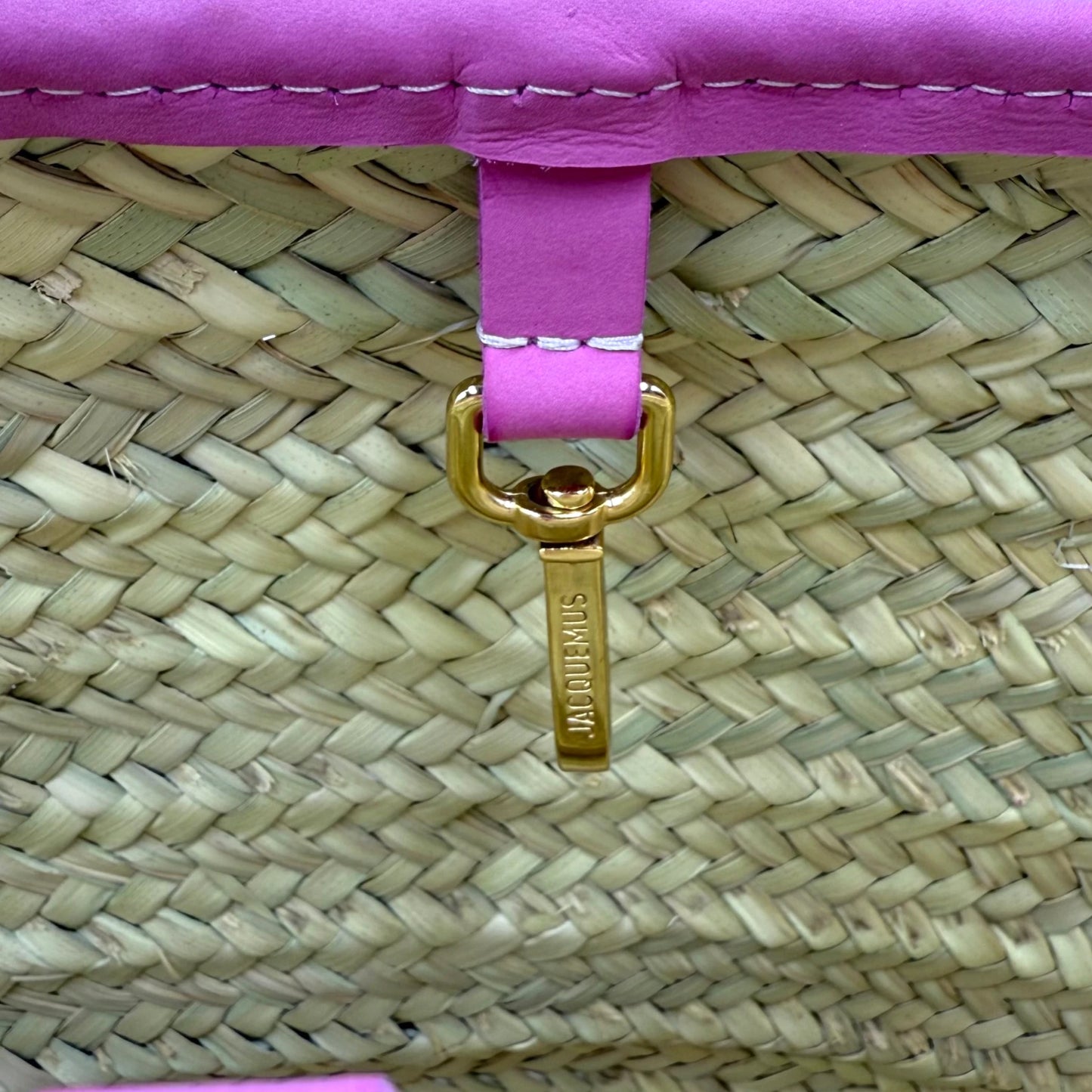 Jacquemus Pink Trim Raffia Le Panier Soli Tote