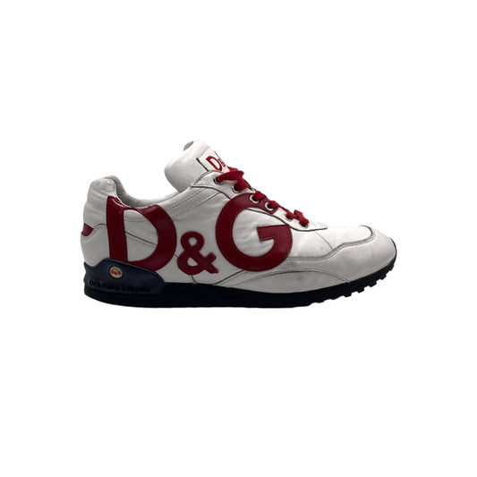 D&G Red/White Leather Low Top Men's Sneakers