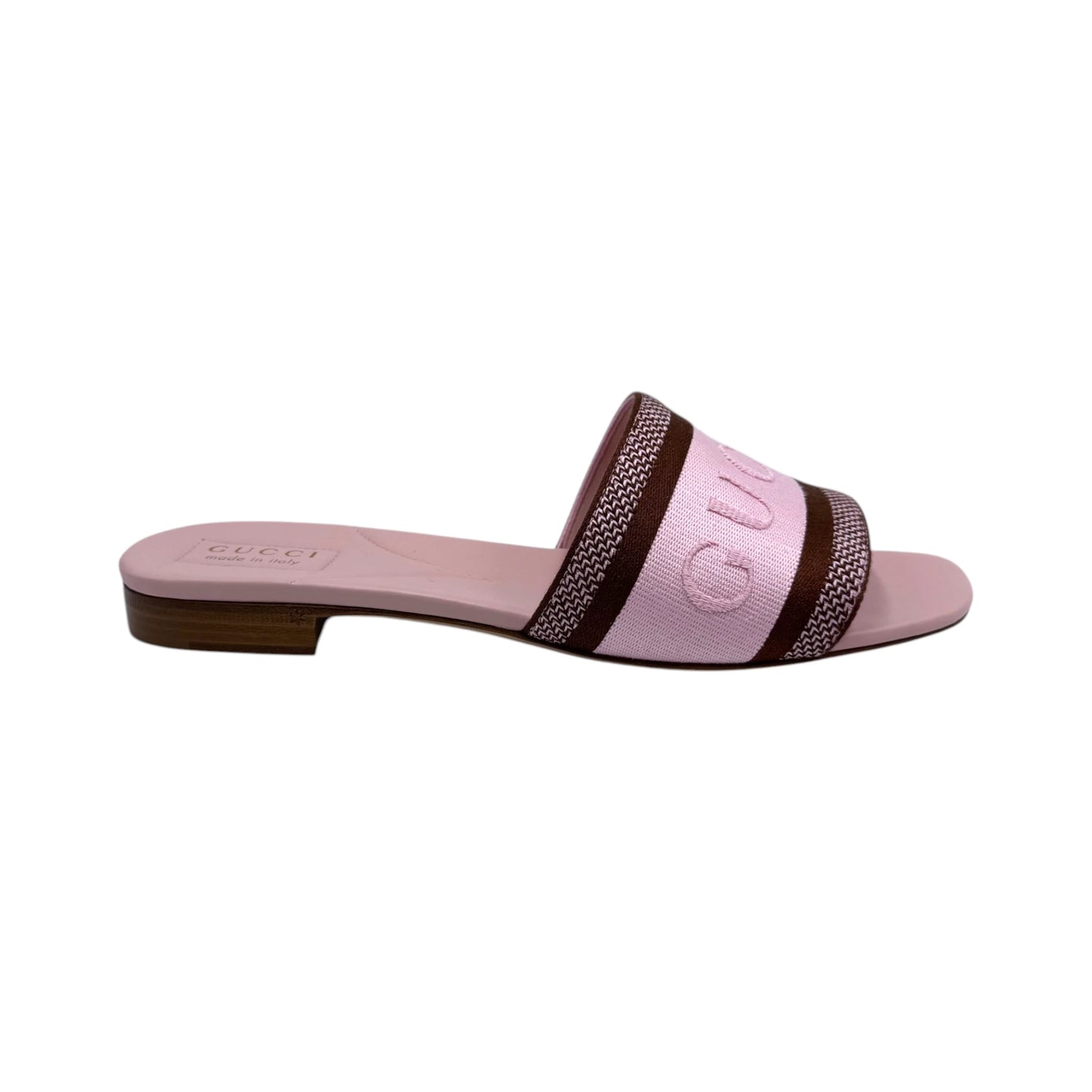 Gucci Pink Embossed Logo Slides