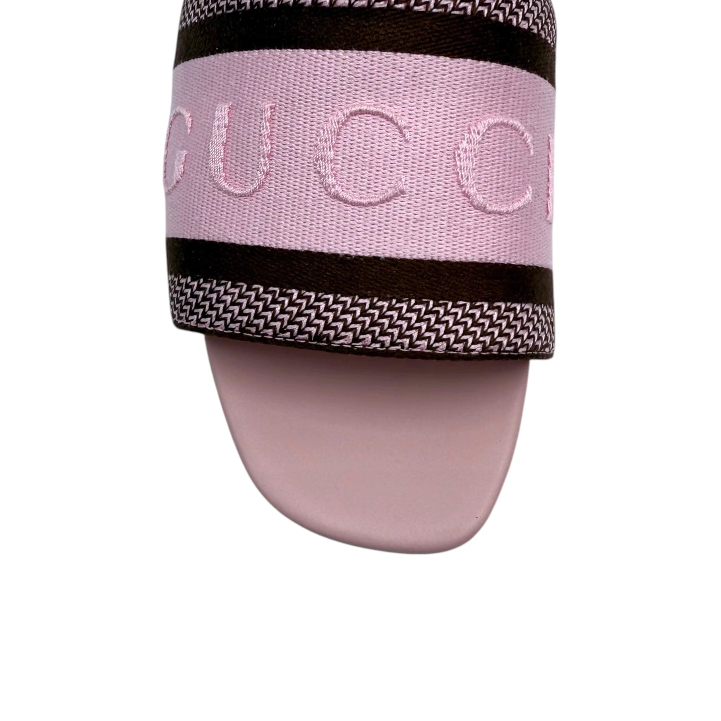 Gucci Pink Embossed Logo Slides