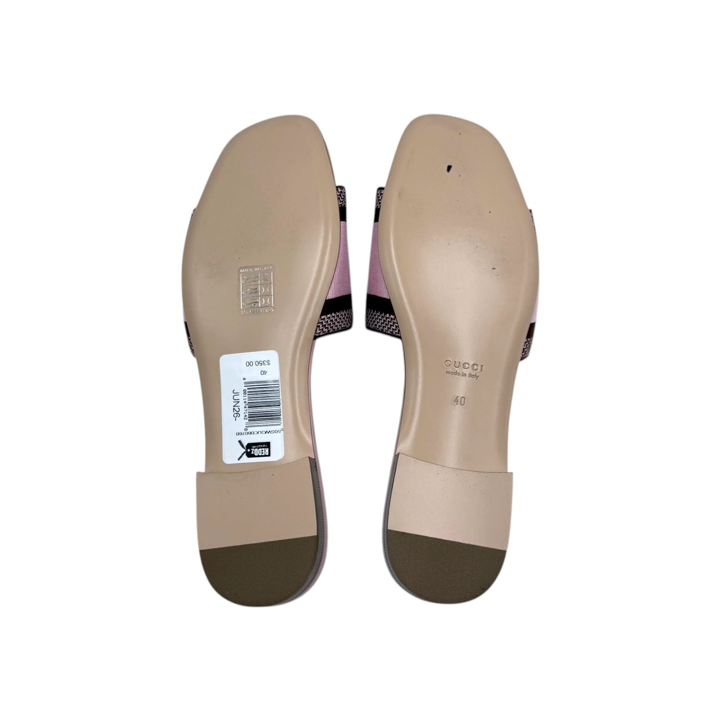 Gucci Pink Embossed Logo Slides