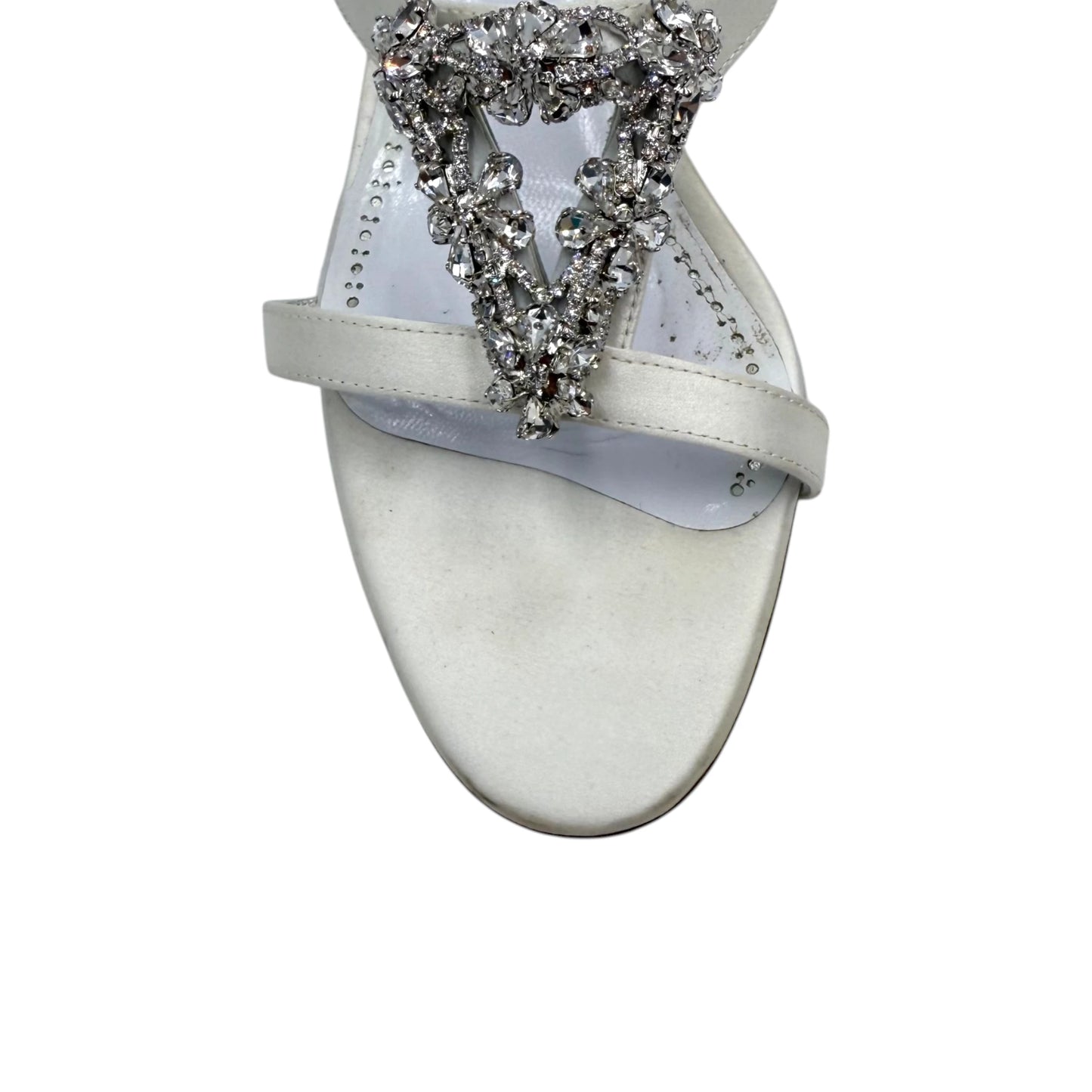 Manolo Blahnik Trinamu Silk Crystal Kitten Heels