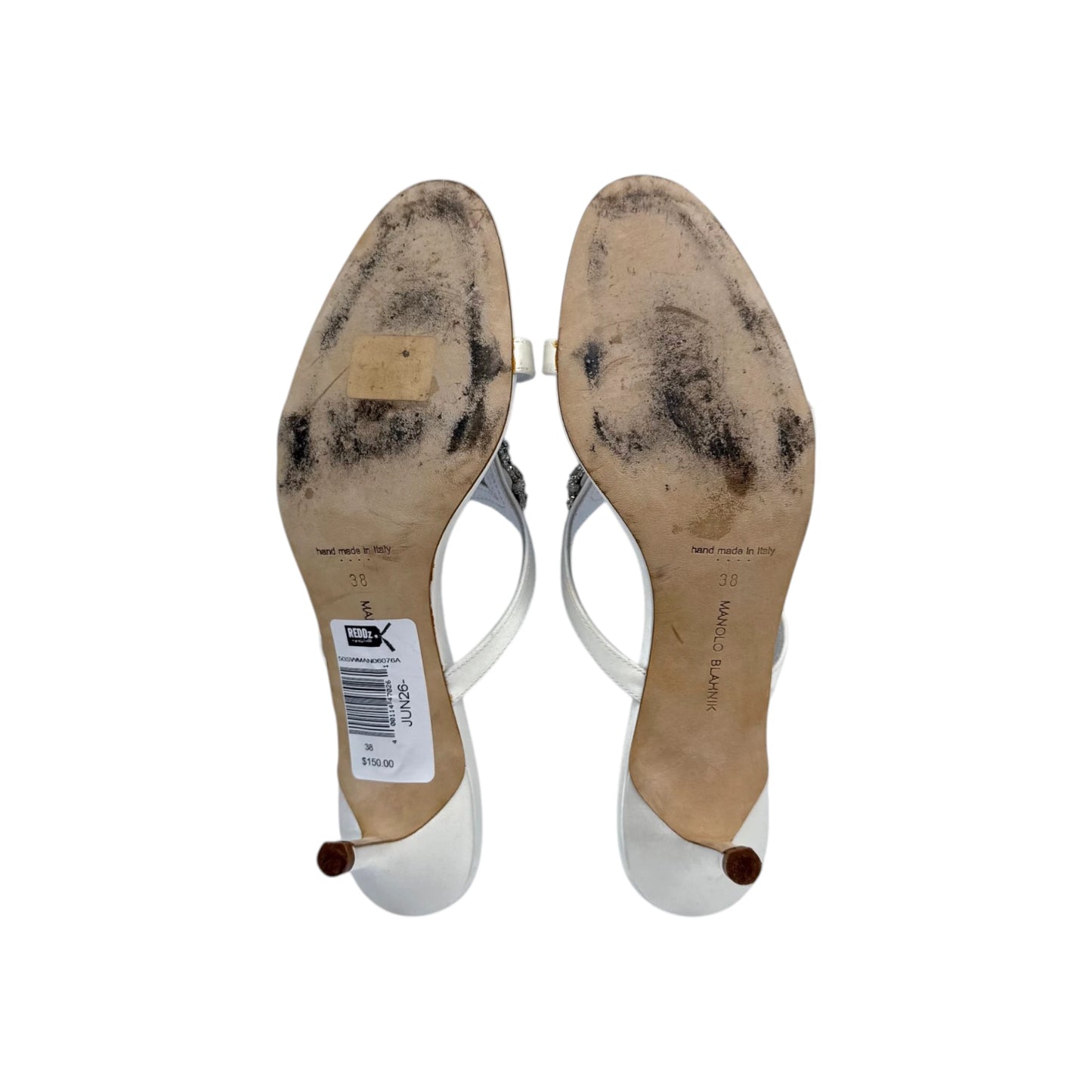 Manolo Blahnik Trinamu Silk Crystal Kitten Heels