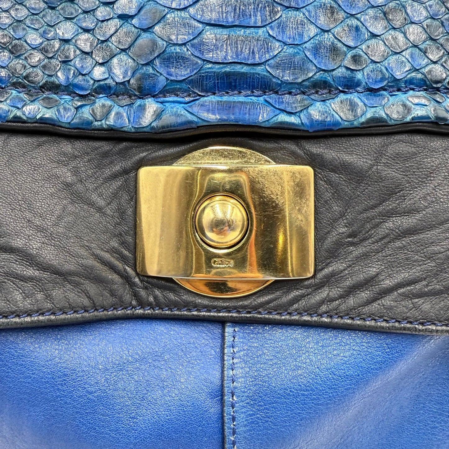 Chloé Blue Python Flap Bag