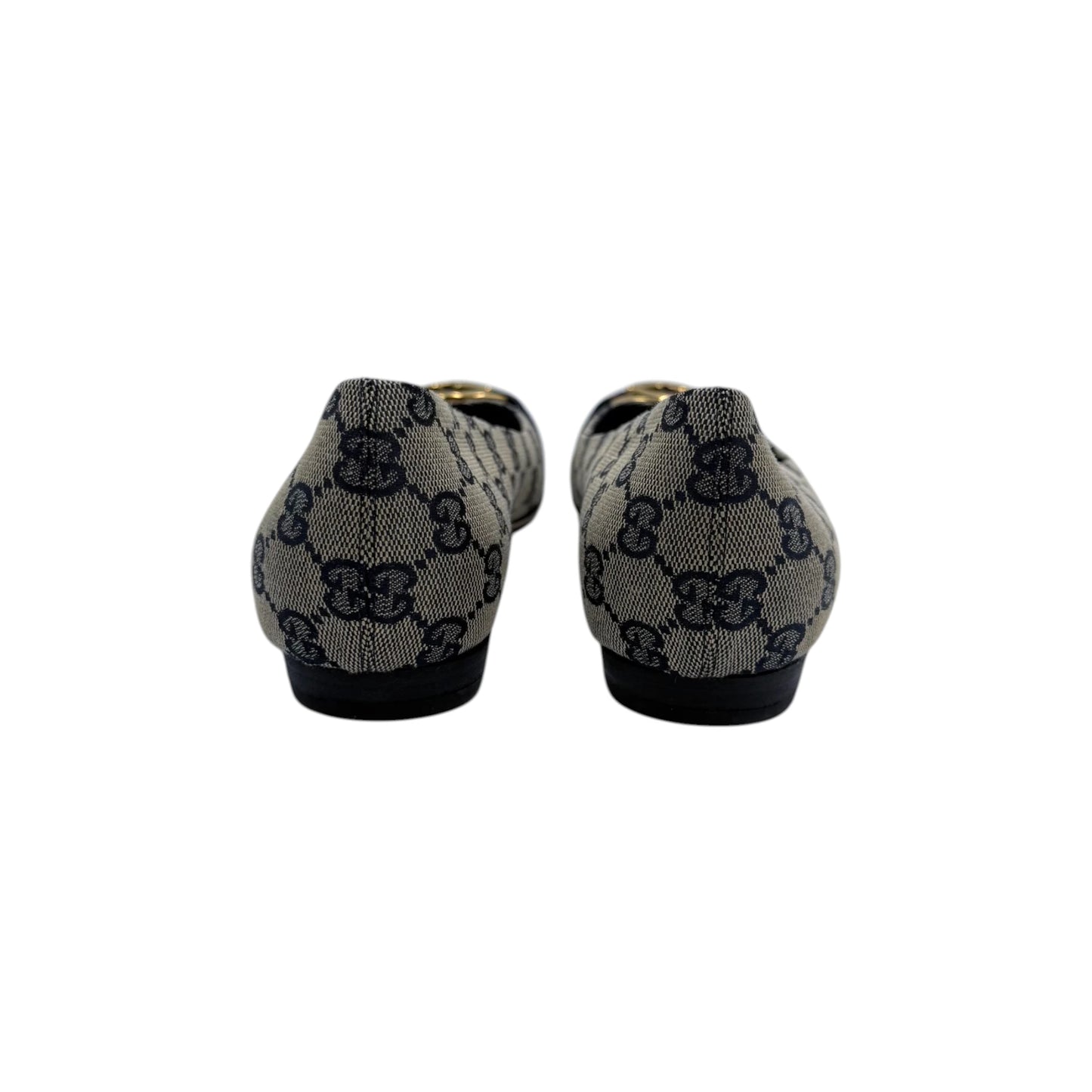 Gucci GG-Blue Canvas Web Flats
