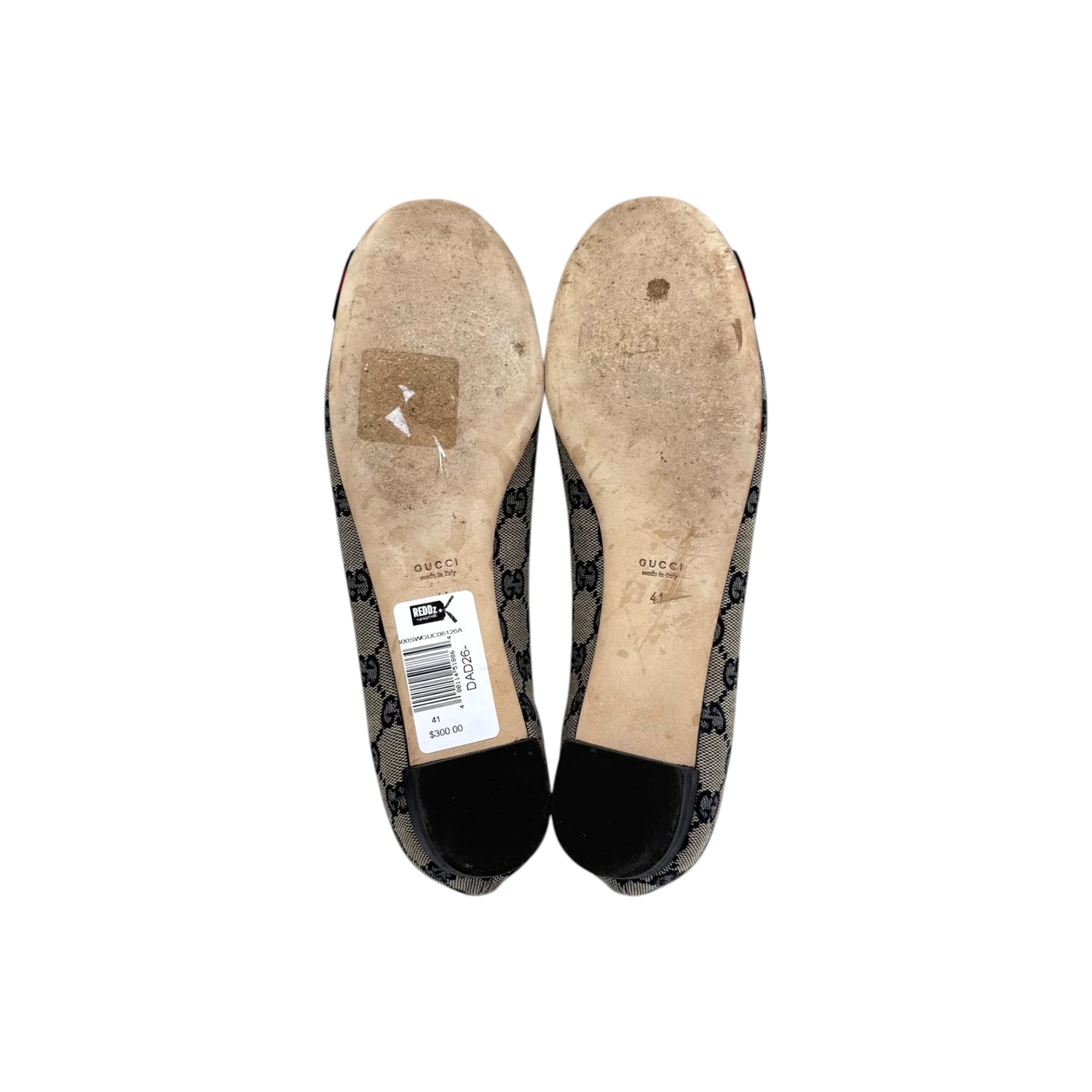 Gucci GG-Blue Canvas Web Flats