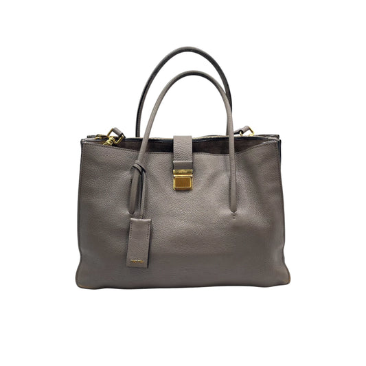 Miu Miu Convertible Compartment Grey Leather Tote Bag