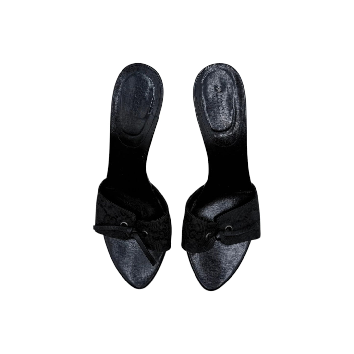 Gucci Monogram Canvas Bow Slide Sandals