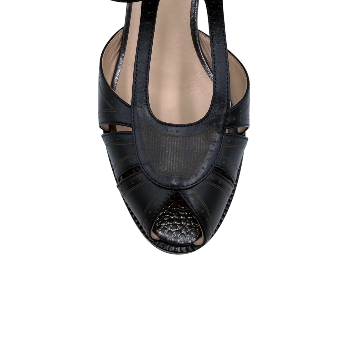 Fendi Black Chameleon Peep Toe Sandals