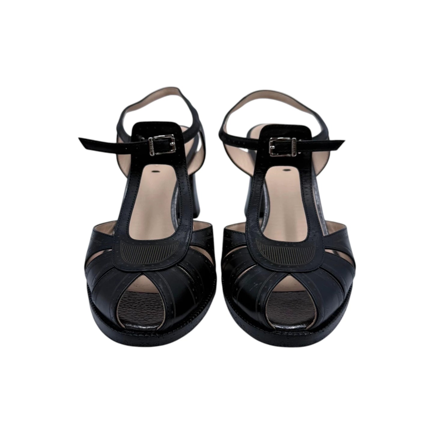 Fendi Black Chameleon Peep Toe Sandals