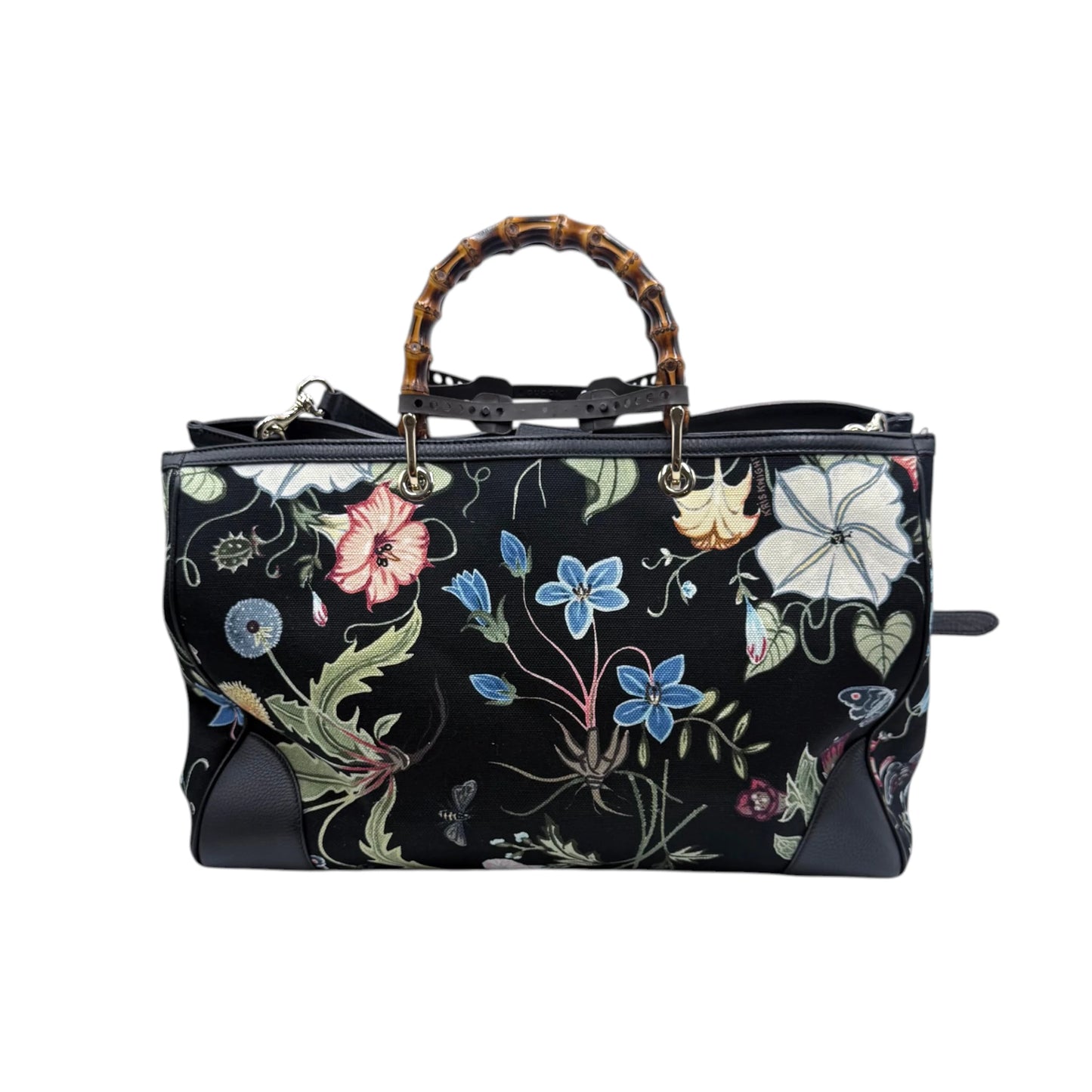 Gucci Cellarius Flora Knight Large Bamboo Shopper Tote