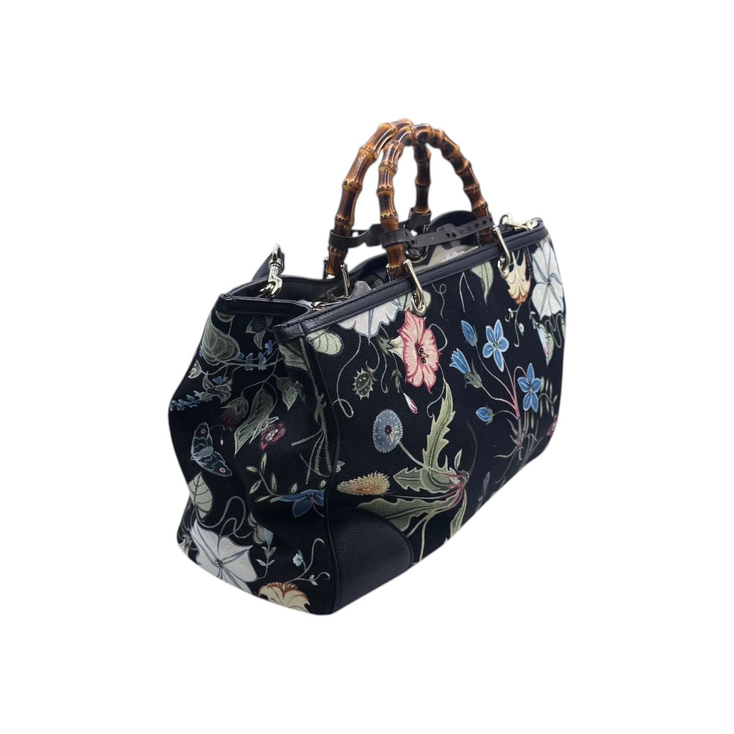 Gucci Cellarius Flora Knight Large Bamboo Shopper Tote