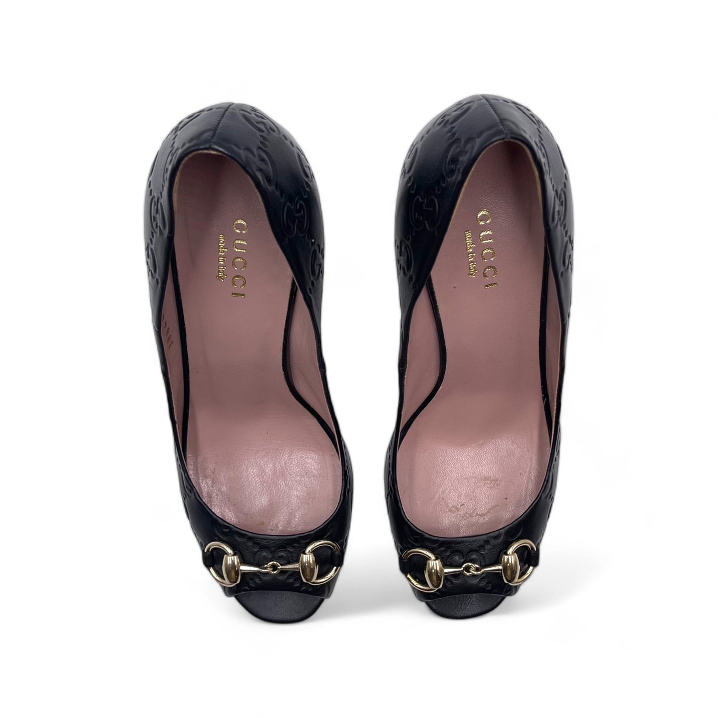 Gucci Guccissimo Peep Toe Heels