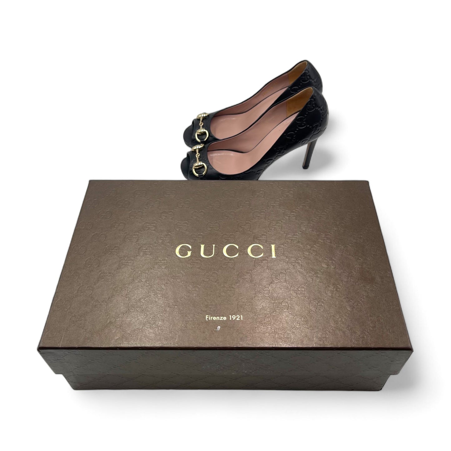 Gucci Guccissimo Peep Toe Heels