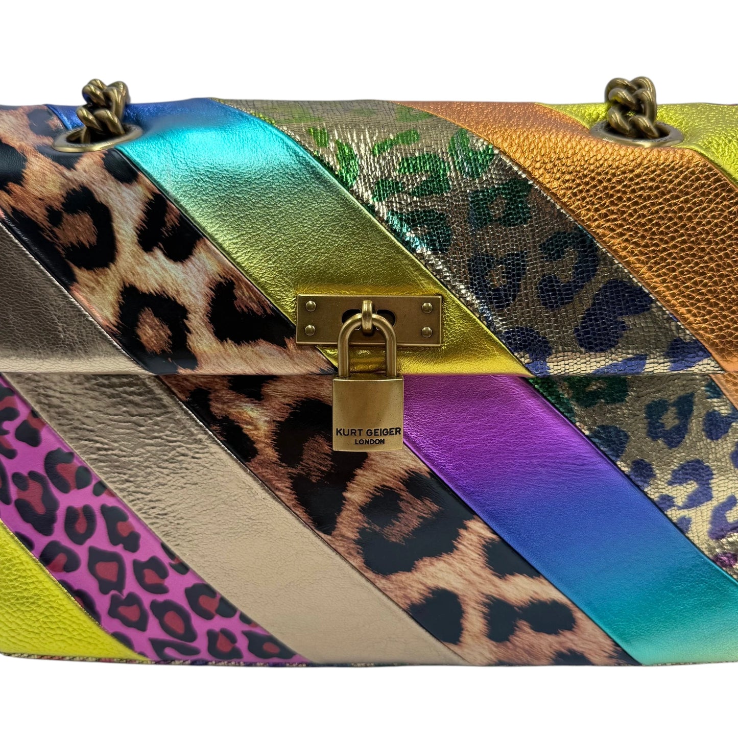 Kurt Geiger London Rainbow Leopard Brixton Lock Bag