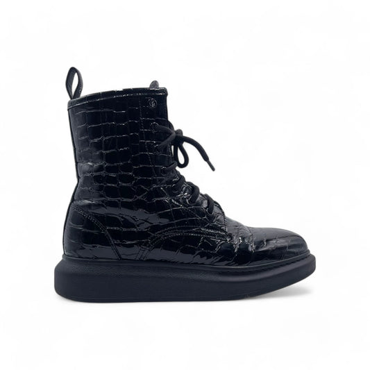 McQueen Croc Emboss Boots Wom