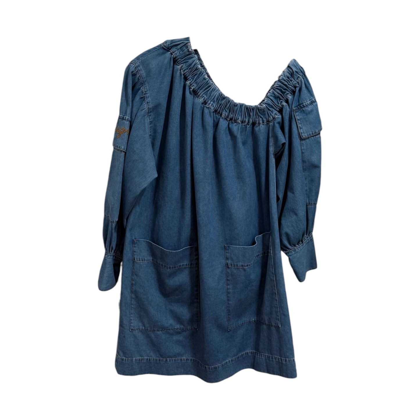 MSGM Denim Off Shoulder Dress