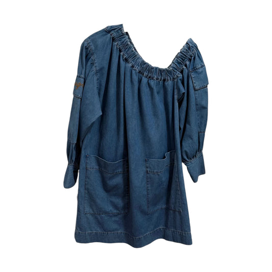 MSGM Denim Off Shoulder Dress