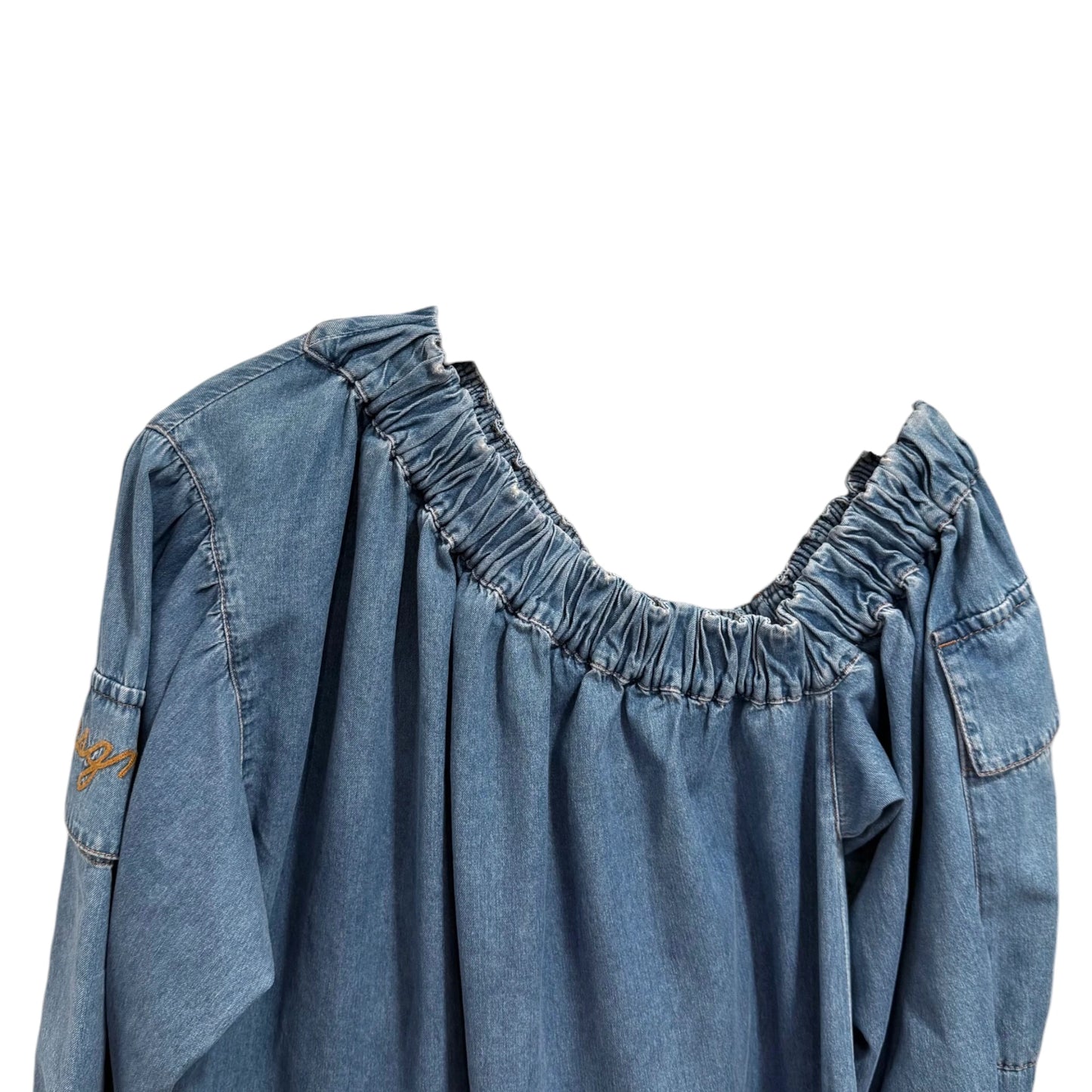 MSGM Denim Off Shoulder Dress
