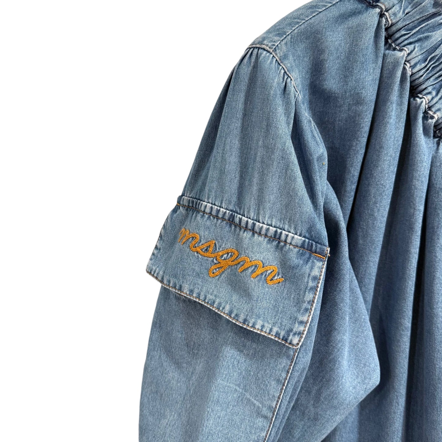 MSGM Denim Off Shoulder Dress