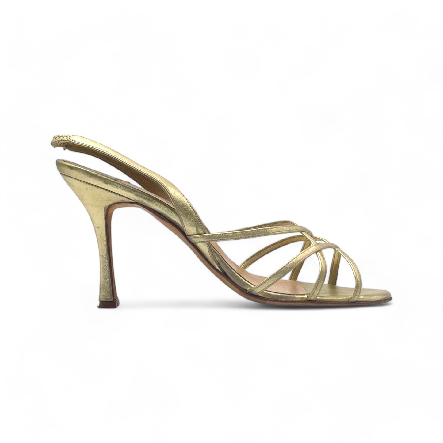 Manolo Gold Strappy Heels (Slingback)